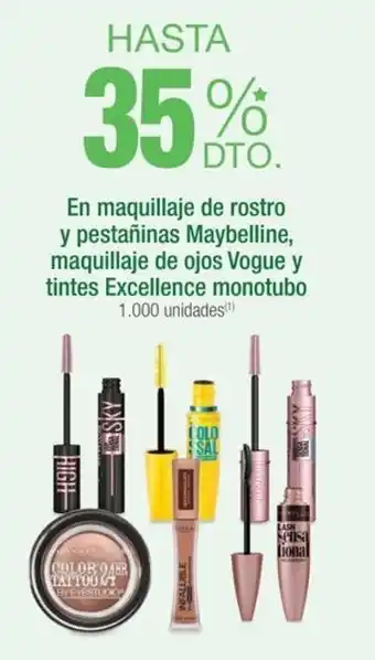 Jumbo En maquillaje de rostro y pestañinas Maybelline, maquillaje de ojos Vogue y tintes Excellence monotubo oferta