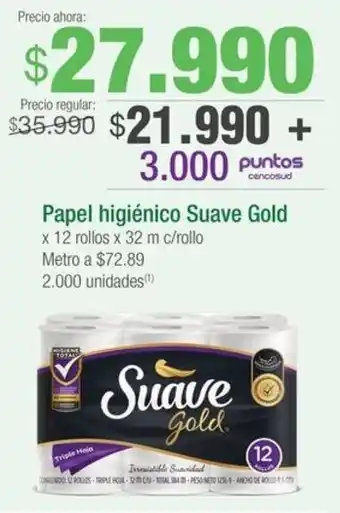 Jumbo Papel higiénico Suave Gold x 12 rollos x 32 m c/rollo oferta
