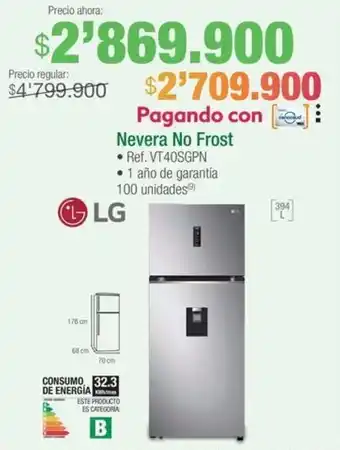 Jumbo LG Nevera No Frost oferta