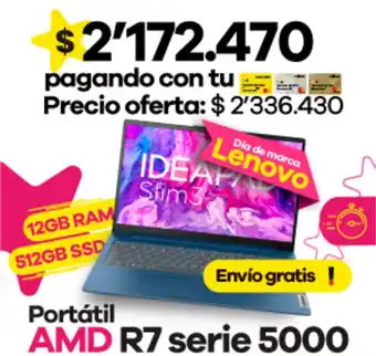 Éxito Lenovo Portátil AMD R7 serie 5000 oferta