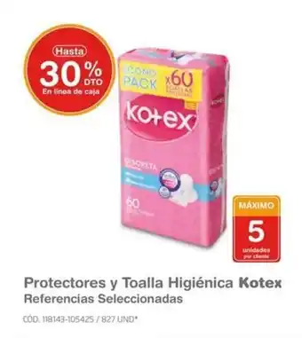 Makro Protectores y Toalla Higiénica Kotex Referencias Seleccionadas oferta