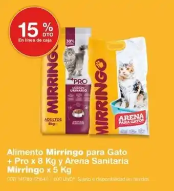 Makro Alimento Mirringo para Gato + Pro x 8 Kg y Arena Sanitaria Mirringo x 5 Kg oferta