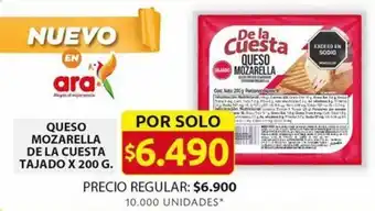 Ara QUESO MOZARELLA DE LA CUESTA TAJADO X 200G oferta