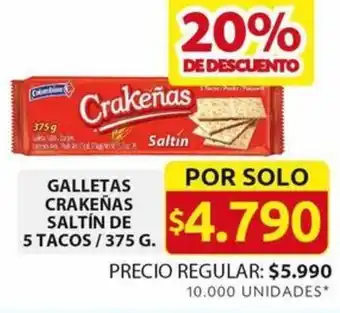Ara GALLETAS CRAKEÑAS SALTÍN DE 5 TACOS/375G oferta