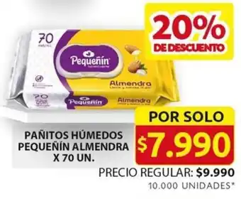 Ara PAÑITOS HÚMEDOS PEQUEÑÍN ALMENDRA X 70UN oferta