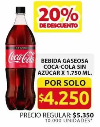 Ara BEBIDA GASEOSA COCA-COLA SIN AZÚCAR X 1.750ML oferta