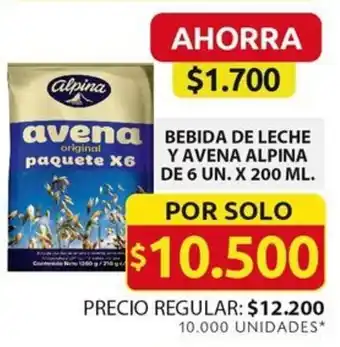 Ara BEBIDA DE LECHE Y AVENA ALPINA DE 6 UN. X 200ML oferta