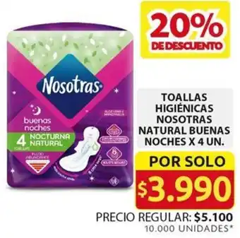 Ara TOALLAS HIGIÉNICAS NOSOTRAS NATURAL BUENAS NOCHES X 4UN oferta