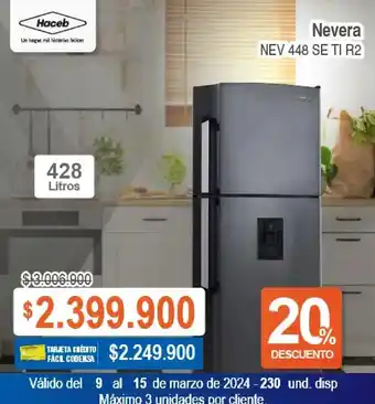 Alkosto Haceb Nevera NEV 448 SE TI R2 428L oferta