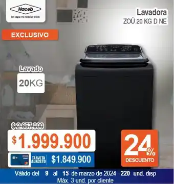 Alkosto Haceb Lavadora ZOÜ 20 KG D NE 20kg oferta
