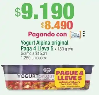 Jumbo Yogurt Alpina original Paga 4 Lleva 5 x 150g oferta
