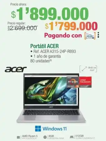 Jumbo Acer Portátil oferta