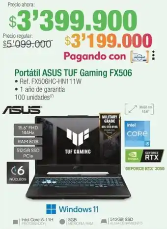 Jumbo Portátil ASUS TUF Gaming FX506 oferta