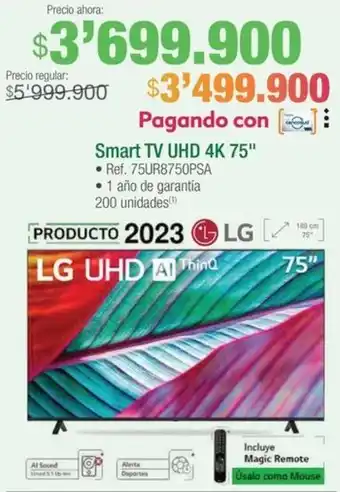 Jumbo LG Smart TV UHD 4K 75" oferta