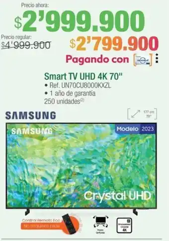 Jumbo SAMSUNG Smart TV UHD 4K 70" oferta