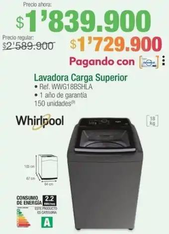Jumbo Whirlpool Lavadora Carga Superior oferta