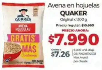 Avena en hojuelas QUAKER Original x 1.100g