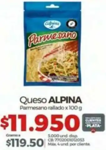 Olímpica Queso ALPINA Parmesano rallado x 100g oferta