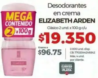 Olímpica Desodorantes en crema ELIZABETH ARDEN Clásico 2 und. x 100g oferta