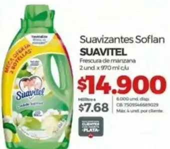 Olímpica Suavizantes Soflan SUAVITEL Frescura de manzana 2 und x 970ml oferta