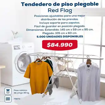 Tiendas D1 Tendedero de piso plegable Red Flag oferta