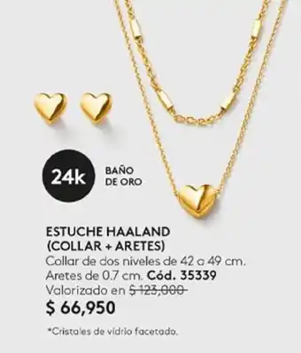 Ésika ESTUCHE HAALAND (COLLAR+ARETES) Collar de dos niveles de 42 a 49 cm. Aretes de 0.7 cm. oferta