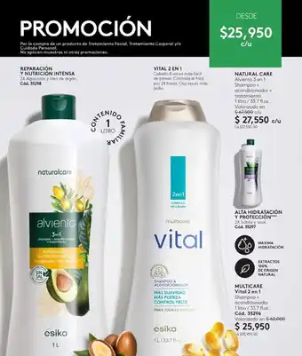 Ésika MULTICARE Vital 2 en 1 Shampoo + acondicionador 1 litro/33.7 fl.oz. oferta