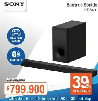 Alkosto SONY Barra de Sonido HT-S400 oferta