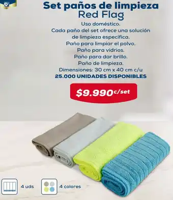 Tiendas D1 Set paños de limpieza Red Flag oferta