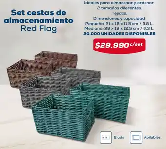 Tiendas D1 Set cestas de almacenamiento Red Flag oferta