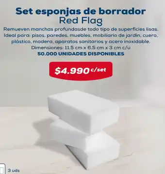 Tiendas D1 Set esponjas de borrador Red Flag oferta