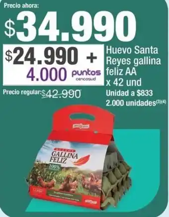 Jumbo Huevo Santa Reyes gallina feliz AA cencosud x 42 und oferta