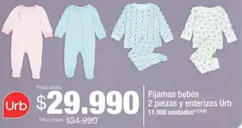 Jumbo Pijamas bebés 2 piezas y enterizas Urb oferta