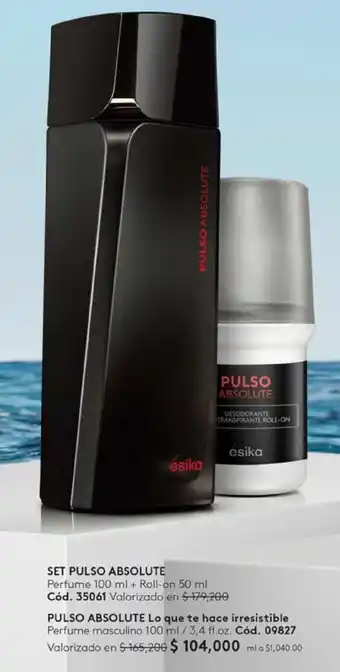 SET PULSO ABSOLUTE Perfume 100 ml + Roll-on 50 ml
