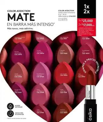 Ésika COLOR ADDICTION Labial mate hidratante 4 g / .14 oz. oferta