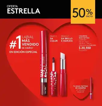 Ésika COLORFIX DUO TATTOO Labial 36H 2.6 ml - 2 g/ .09 fl.oz.-.05 oz. oferta