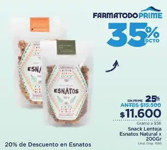FarmaTodo Snack Lenteja Esnatos Natural x 200Gr oferta
