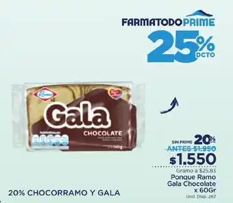 FarmaTodo Ponque Ramo Gala Chocolate x 60Gr oferta