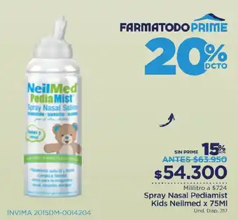 FarmaTodo Spray Nasal Pediamist Kids Neilmed x 75ml oferta