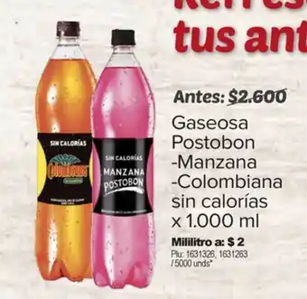 Surtimax Gaseosa Postobon -Manzana -Colombiana sin calorías x 1.000 ml oferta