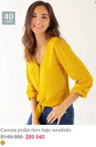 Naf Naf Camisa Polka Dots Bajo Anudado oferta