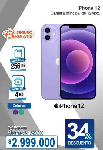 Alkosto iPhone 12 Cámara principal de 12Mpx. oferta