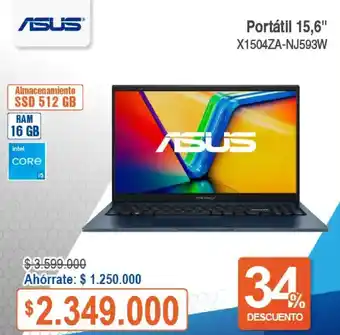 Alkosto ASUS Portátil 15,6" X1504ZA-NJ593W oferta