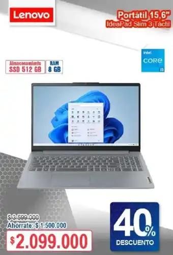 Ktronix Lenovo Portátil 15,6" IdeaPad Slim 3 Táctil oferta