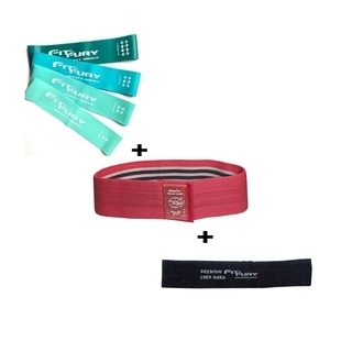 Alkomprar Combo 2 - Set de 4 Bandas de Estiramiento FIT & FURY + Booty and Band Pro Cherry Neon FIT & FURY + Loop Band Resistencia Fuer oferta