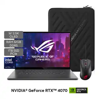 Falabella Portátil Gamer ROG Zephyrus G16 | GeForce RTX 4070 | Intel Core Ulta 9 | 32GB de RAM | 1TB SSD de almacenamiento Windows 11 | oferta