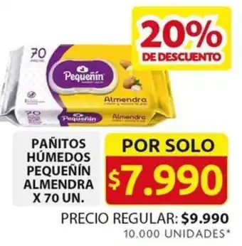 Ara PAÑITOS HÚMEDOS PEQUEÑÍN ALMENDRA X 70 UN oferta