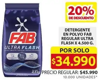 Ara DETERGENTE EN POLVO FAB REGULAR ULTRA FLASH X 4.500G oferta