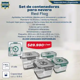 Set de contenedores para nevera Red Flag 1.1L/2.5L