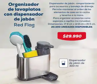 Tiendas D1 Organizador de lavaplatos con dispensador de jabón Red Flag oferta